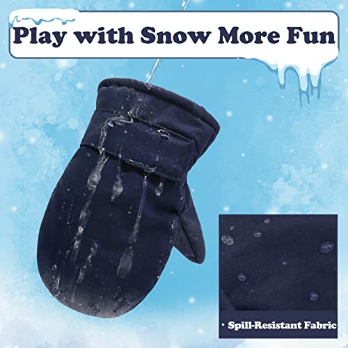 Image of Sarfel 2 Pairs Toddler Gloves Waterproof Toddler Winter Mittens for Kids Snow Gloves Warm Baby Winter Mittens for Boys Girls, Navy & Black, 2-5T