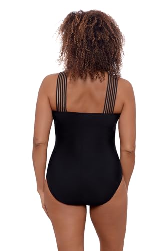 Aqua Green Women's Standard Full Coverage Novelty Trim High Criss Cross Neck One Piece Swimsuit3