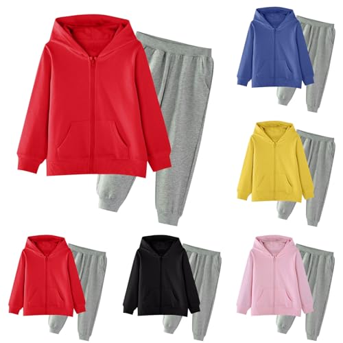 Girls Boys 2 Piece Tracksuit Full Zip Hoodies and Sweatpants Athletic Jogging Sweatsuits Outfits Clothing Set for 2-15 Years2