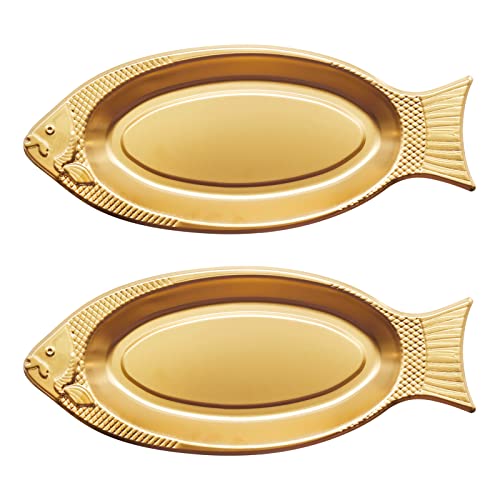 Hoypeyfiy Stainless Steel Fish Serving Platter - 2Pcs Fish Shaped Plate, Perfect for Families, Hotels, Restaurants, Schools by Hoypeyfiy - Used condition - US$17.68
