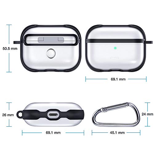 Esr Carrying Case For Airpods Pro Case 2019, Translucent Protective Pc Cover With Hybrid Tpu Frame And Keychain [Won't Affect Wireless Charging],[Fingerprint Resistant Matte Surface], Black Frame #TOP7