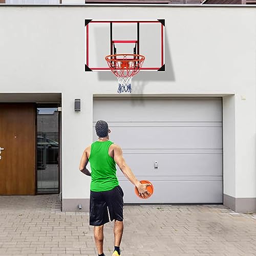 Premium-Mounted Basketball Backboard - Steel-Edged Red and White Design | Transparent PC Board | Durable Construction - for Home and Outdoor Courts - Thumbnail 3
