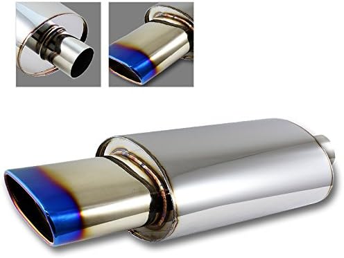 EPARTS Universal Stainless Steel 5.5" Euro Style Oval Burnt Tip Weld-On Exhaust Muffler 2.5" Inlet