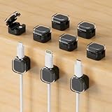 9-Pack Magnetic Cord Holder，Magnetic Cable Clips Strong Adhesive Desk Cable Management ，Cable Management Cord Holder Organizer for Home Office Desk Phone Car Wall Desktop Nightstand (Black)