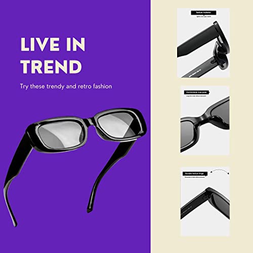 Image of IFLASH Rectangle Sunglasses for Women Retro Driving Glasses 90s Vintage Fashion Narrow Square Frame UV400 Protection Glasse