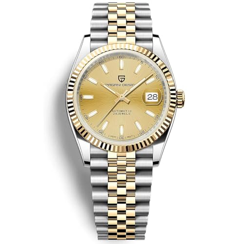 DAOLVEN Pagani Design 1645 Men's Automatic Watches, NH35 Movement Stianless Steel Band 100M Waterproof Men Self Winding Dress Wrist Watch