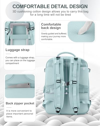 Image of coowoz Large Travel Backpack Carry On for Women Man Gym Backpacks with Laptop Compartment Mochila de Viaje Teacher Personal Item Backpack Rucksack Airplane Accessories Must Haves Blue
