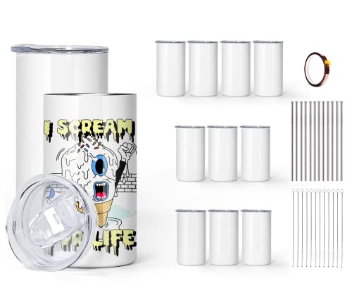 AGH 12 oz Sublimation Tumblers Blanks with Lids and Straws Stainless Steel Straight Skinny Tumblers for Kids Double Wall Vacuum Insulated Tumbler BPA-Free Great DIY Gift for Children 12 Pack AGH 12 oz Sublimation Tumblers Blanks with Lids and Straws Stainless Steel Straight Skinny Tumblers for Kids Double Wall Vacuum Insulated Tumbler BPA-Free Great DIY Gift for Children 12 Pack