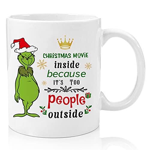 Grinch Coffee Mug, Christmas Elf Movie Watching Mugs-Holiday Winter Hot Chocolate Cocoa Cups Gift Basket For Friends Kids-11oz