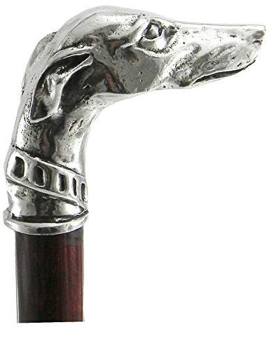 Gehstock in Silber Holzgriff in schwarzer Dose elegant handgefertigt in unserem Labor Cavagnini solide und robuste Stockmodell Windhundkragen Frau orthopädisch