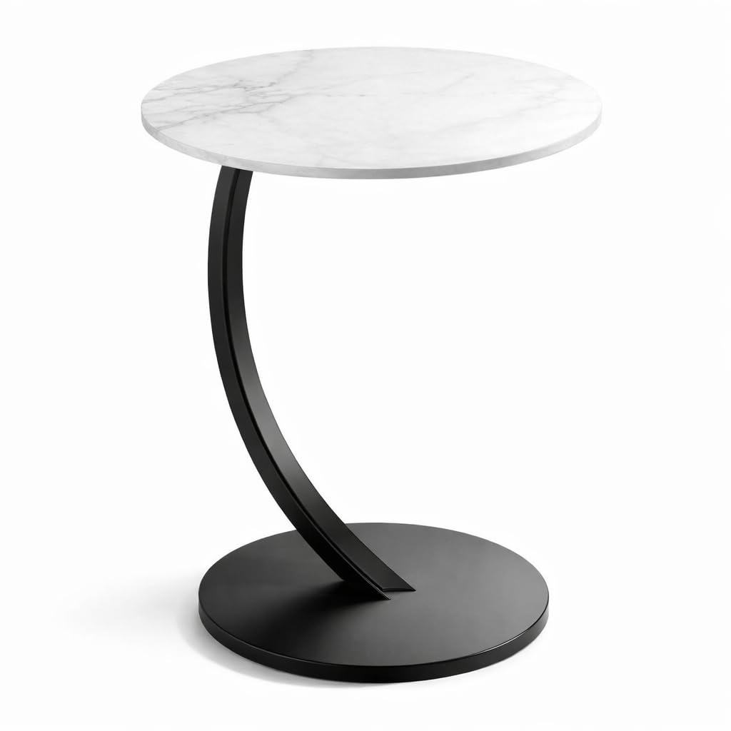 Generico Tavolino Laterale Moderno Salvaspazio, Tavolino da Divano con Base in Metallo e Piano Rotondo, Tavolino da Salotto Minimal Design per Soggiorno Camera Ufficio, 38x40x62 cm