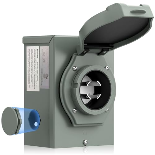 CAMWAY 30Amp Generator Inlet Box Waterproof - L14-30P 125/250V 7500W ETL Listed Secure Power Inlet Box Generator Transfer Switch Accessories for Locking NEMA L14-30R, Outdoor Use,Predrilled