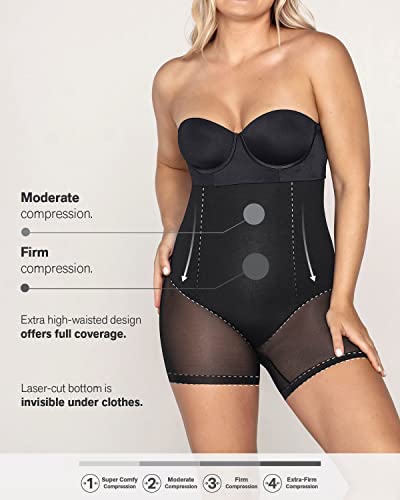 Image of Leonisa Extra High Waisted Tummy Control Underwear - Thong, Sheer Bottom, Shaper Shorts, Butt Lifting Shapewear for Women