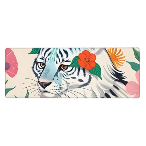 Tiger Pad tapis de souris grand format blanc antidérapant 80 x 30 cm sous-main