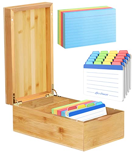 Karteikarten-Box Aus Holz Mit 150 Karten - Organizer Für Schule & Büro