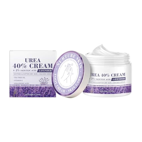 Crema de urea Crema para pies al 40 por ciento, no grasa, 100 g, cremas y lociones para pies, fuerza con ácido hialurónico, eliminación eficaz de callos, para el cuidado de la mañana, la noche y el in