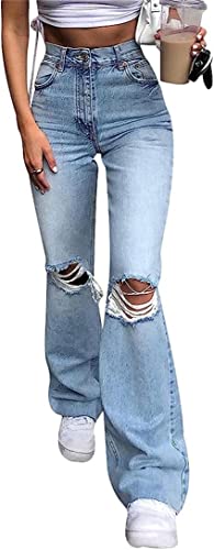 Bell Bottom Jeans For Women Classic High Waisted Flared Jean Pants Ripped Jeans Denim Pants (Small,Light Blue) #TOP19