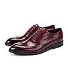 Men's Business Oxford Brogues Formal Leather Low Top Shoes Lace Up Dress Shoes,Burgundy,7 #4