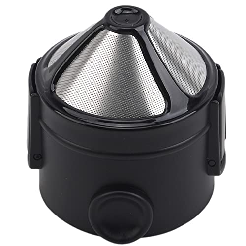JUNYY Filtre En Acier Inoxydable Réutilisable Portable Pliable Filtre À Café Maille Goutte À Goutte Café Thé Titulaire(Noir)