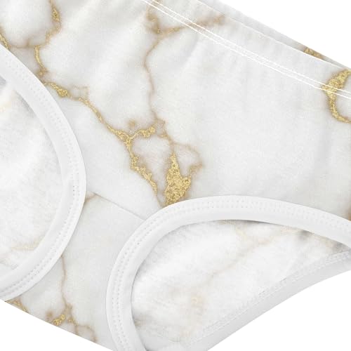 White Marble Gold Veins Panties for Girl Toddler Underwear Floral Cotton Artistic Briefs Kids Undies 2t4