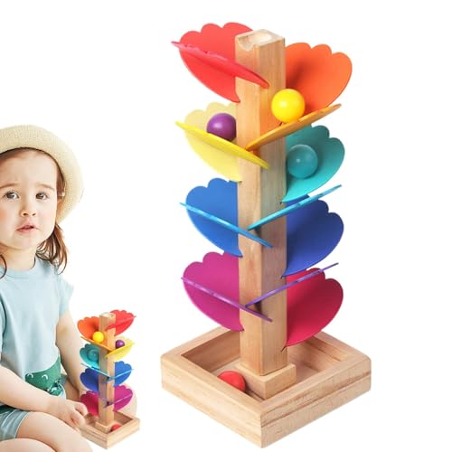 Toy de árbol de música de madera para niños, juguete para árbol de sonido de mármol, Marble Ball Run Track Game para niños pequeños, Prescolar de 15 colores Color Cognition Game para niños, niñas, niñ