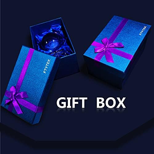 FTYtek Galaxy Crystal Ball, Clear 80mm (3.15 inch) Galaxy Glass Ball with Colorful LED base, Best Birthday Gift for Kids, Boy friend, Teacher of Physics, Girlfriend Gift, Classmates and Kids Gift