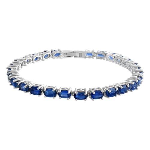 Bracelet rivière cyanite anti-ternissement, éclat bleu ovale permanent