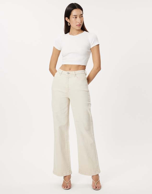 Image of KOTTY Women's High Waist Straight Fit Cotton Blend Denim Jeans|Comfortable Regular Length Casual Jeans for Women