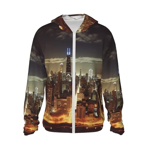 Veste à capuche de soleil UPF 50+ Chicago City pour femme protégeant des UV