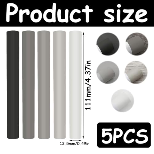 5 Stück Laminat Reparaturset, Holzwachs Reparatur WachsstäBchen, Weiß Grau Schwarz Parkett Reparaturset, Holz Reparaturset Set FüR Kratzer Und LöCher, MöBel Laminat Boden