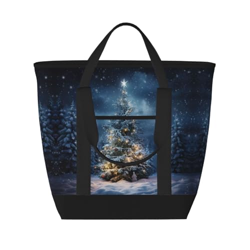 Sac isotherme grande capacité imprimé Noël noir pour les courses
