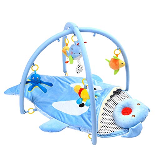 VAIY Zoo Activity Gym Baby Gym, Baby Music Game Blanket Shark Sleeping Bag Toy Newborn Gift with Pendant Pinkï¼ŒBlue (Color : Blue)