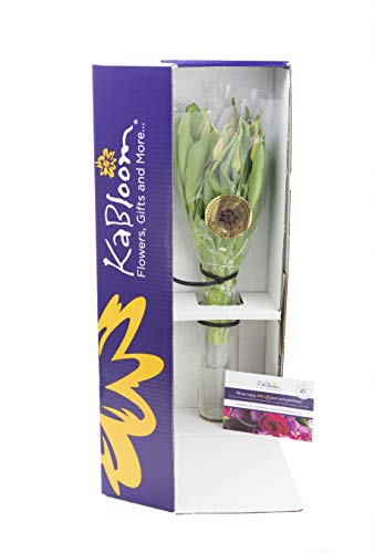 kabloom flowers - mother39s day collection - bouquet of fresh 10 red tulips with vase - gift for birthday anniversary get well easter valentine mothers day fresh flowers