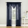 No. 918 Erica Crushed Voile Ascot Beaded Sheer Curtain Valance Set - 3 Piece Rod Pocket