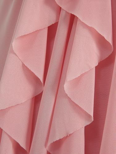 Rosegalette Women's Sexy Halter Layered Ruffles Asymmetric Hem Mini Dress with Starfish Brooch,Pink,L — view 5