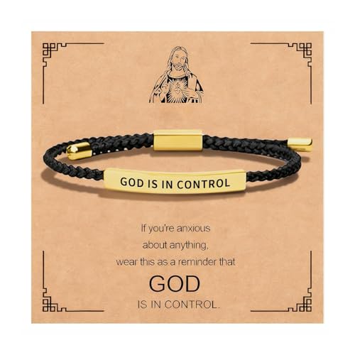 God Is In Control Bracelet for Women Christian Faith Inspirational Bracelets Adjustable Braided Encouragement Jewelry Gifts Prayer Reminder for Mom Wife Sister Friend Dios Tiene Todo Bajo Control