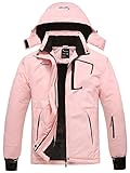 Sportneer Chaqueta de Esquí Impermeable de Montaña para Mujer Chaquetas de Lana de Invierno Abrigos Térmicos Cálidos con Capucha para Snowboard al Aire Libre con Capucha Desmontable