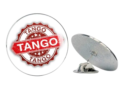 Tango Grunge Rubber Stamp Round Metal 0.75' Lapel Pin Hat Shirt Pin Tie Tack Pinback