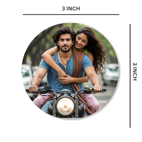 Image of Customised Photo Fridge Magnet | Personalized Refrigerator Magnet with Name & Picture | Memory Gift for Loved Ones (Round)