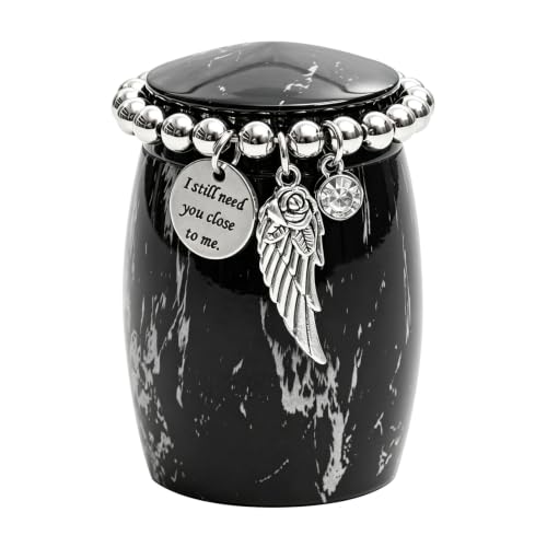 Image of Black Marble Finish Small Keepsake Urn for Human or Pet Ashes