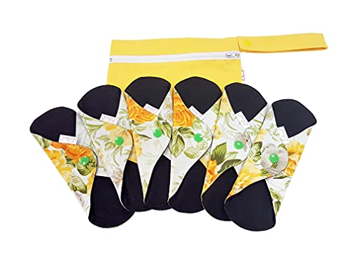 Serviettes hygiéniques lavables Lilind en coton bio de 30 cm pour flux abondant