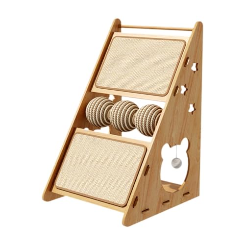 Whtkoph Cat Scratches Cat House Hideout Triangle Structure Playhouse for Inner Cats Scratches with Solid Wood Brackets, with Ball