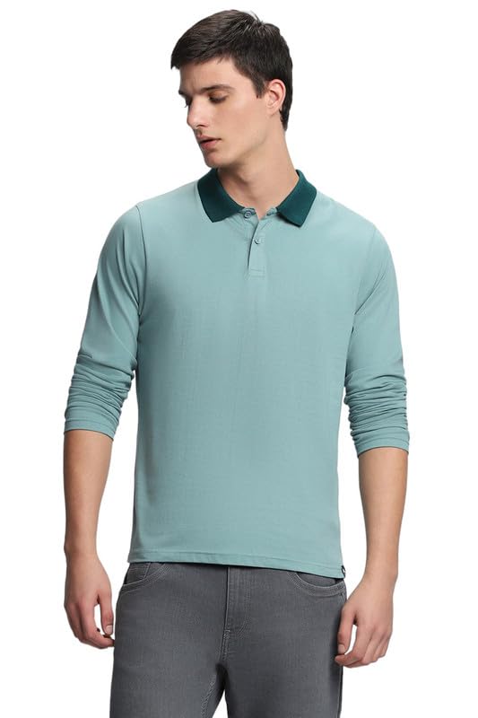 Image of Dennis Lingo Men's Cotton Polo Neck Tshirt, Regular Fit Long Sleeve