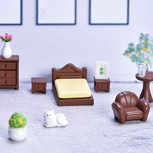 Set of 8 Miniature Dollhouse Furniture Decoration Mini Dollhouse Furniture Models Set Dollhouse Accessories Pretend Play Kids Toy