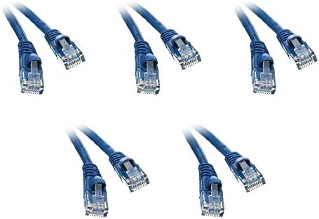 C&E 4 Pack, Cat5e Ethernet Patch Cable, Snagless/Molded Boot, 14 Feet, Blue (CNE504488)