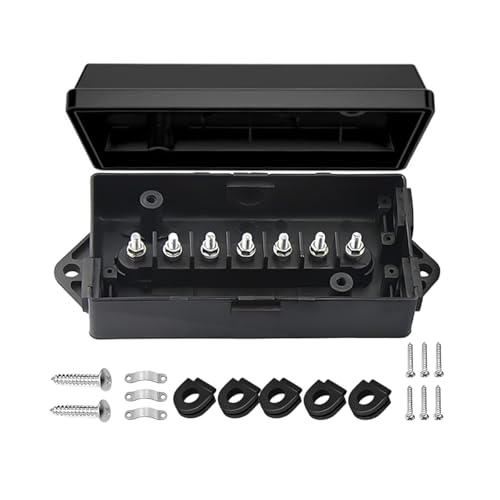 Sandfren 7 Way Trailer Junction Box, Weatherproof Heavy Duty 7 Pin Electrical Trailer Wiring Box, Automotive Wiring Rewiring for Camper RV Light, Universal for Motorhomes