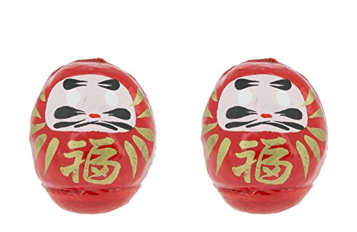 Terra Zen Geluksbrenger Daruma, klein, Rood, 4,5 x 3 x 4 cm, 2 Stuk