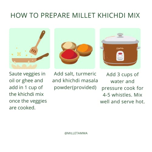 Image of Millet Amma CERTIFIED ORGANIC Millet Khichdi Mix | 250 Gms Pack | 65% Millet Content | Easy & Ready to Cook | Instant Millet Breakfast Mix | Rich in Protein & High Fiber | 100% Vegan