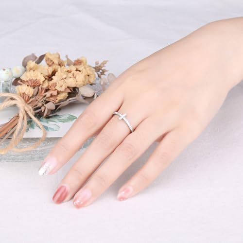 Image of JewelryPalace 14k White Yellow Rose Gold Plated 925 Sterling Silver Rings for Women, Cubic Zirconia Promise Rings for Her, Stackable Wedding Bands Rings for Women Infinity Forever Love Knot Ring