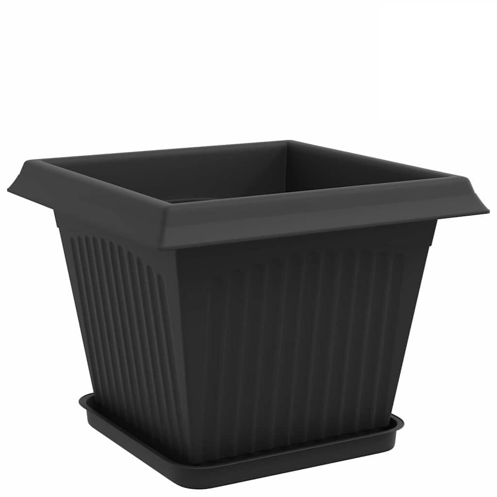 24 Stück Pflanzentöpfe Schwarz 28,5 x 28,5 x 22 cm Kunststoff Blumentöpfe mit Entwässerungslöchern für Garten Balkon Terrasse Quadratisch Stabile Pflanzgefäße